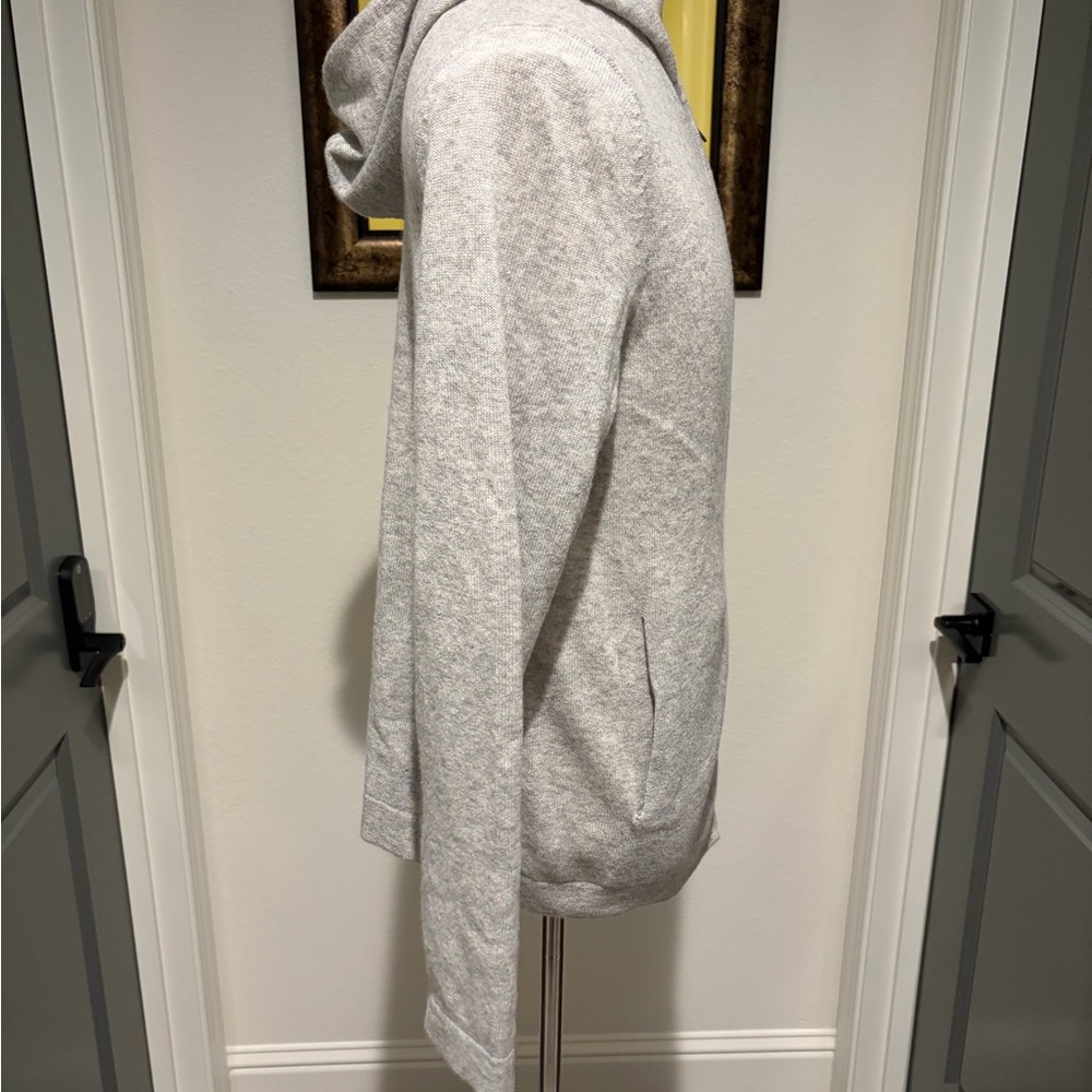 Theory Light Weight Gray Men's Cashmere Sweater with Hood - Picture 2 of 5